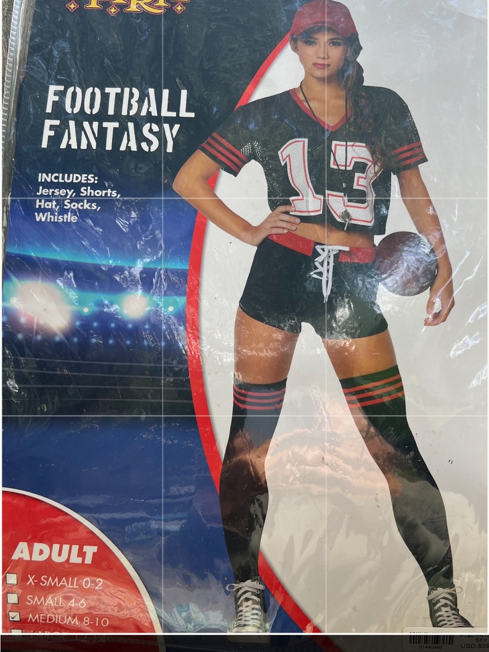 Spirit Halloween Womenโs Sexy Football Fantasy Costume - Black and Red Jersey Se